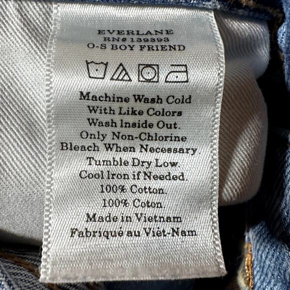 Everlane Boyfriend Jeans Light Wash Button Fly Straight 100% Cotton Blue 25R - Picture 4 of 7